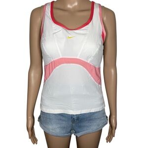 Nike Dri-Fit Pink White Round Neck Racerback Athletic Stretchy Spandex Tank Top